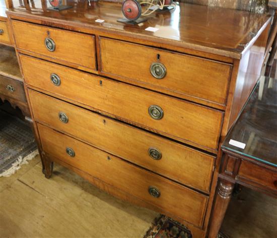 Regency mahogany chest, fitted two short and three long drawers